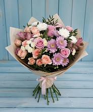 Букет цветов из:  Хризантемы, Розы и Альстромерии #REPLACE_PRED# Кикнур